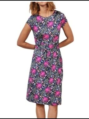 Boden Floral Print Pink & Navy Women's Dress